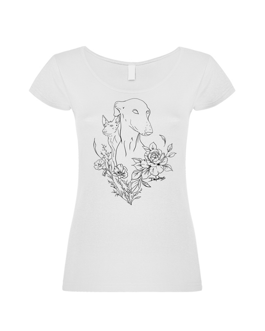 Camiseta Blanca Mujer Galgos, Podencos & Co.